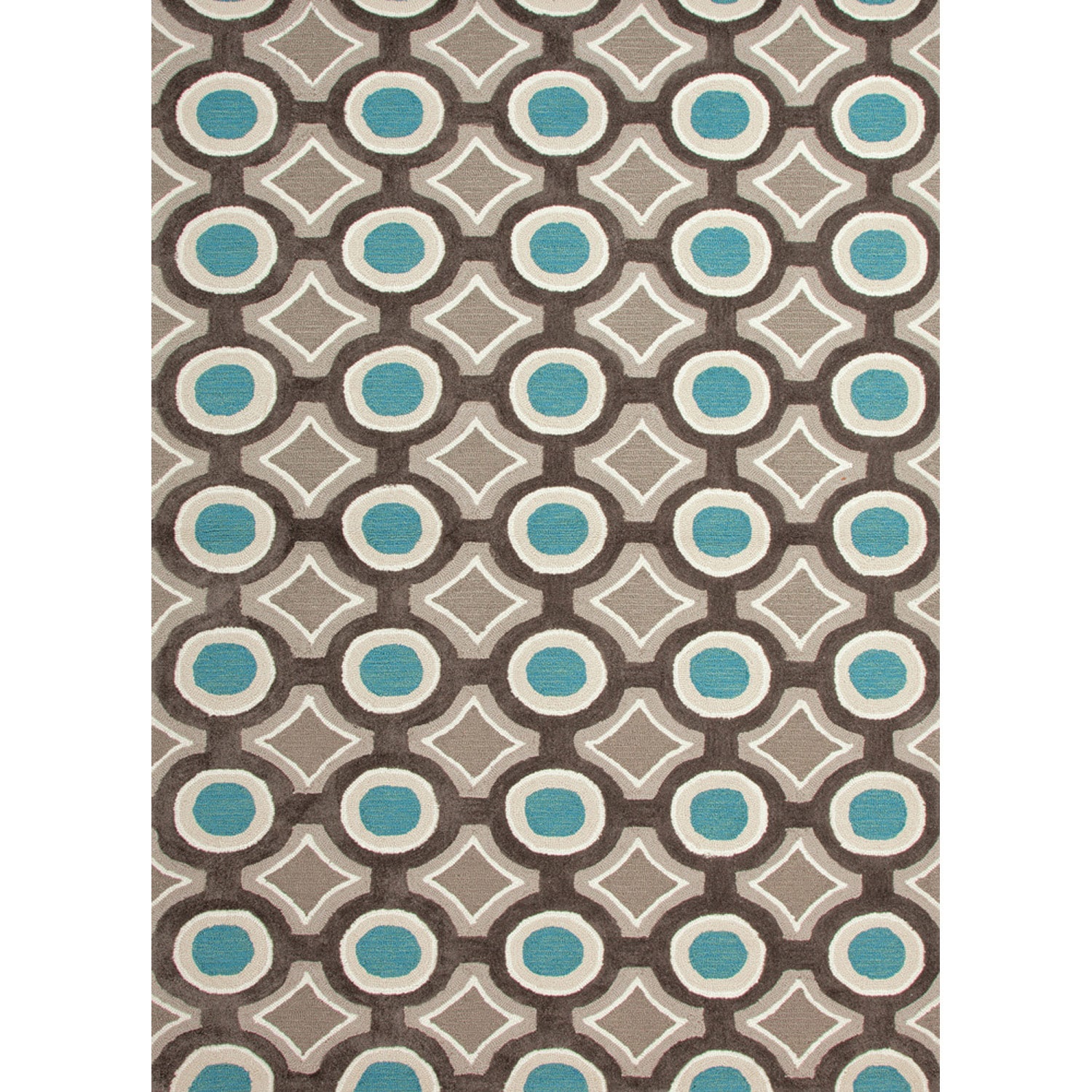 Hand tufted Contemporary Geometric Circles pattern Blue Rug (2 X 3)