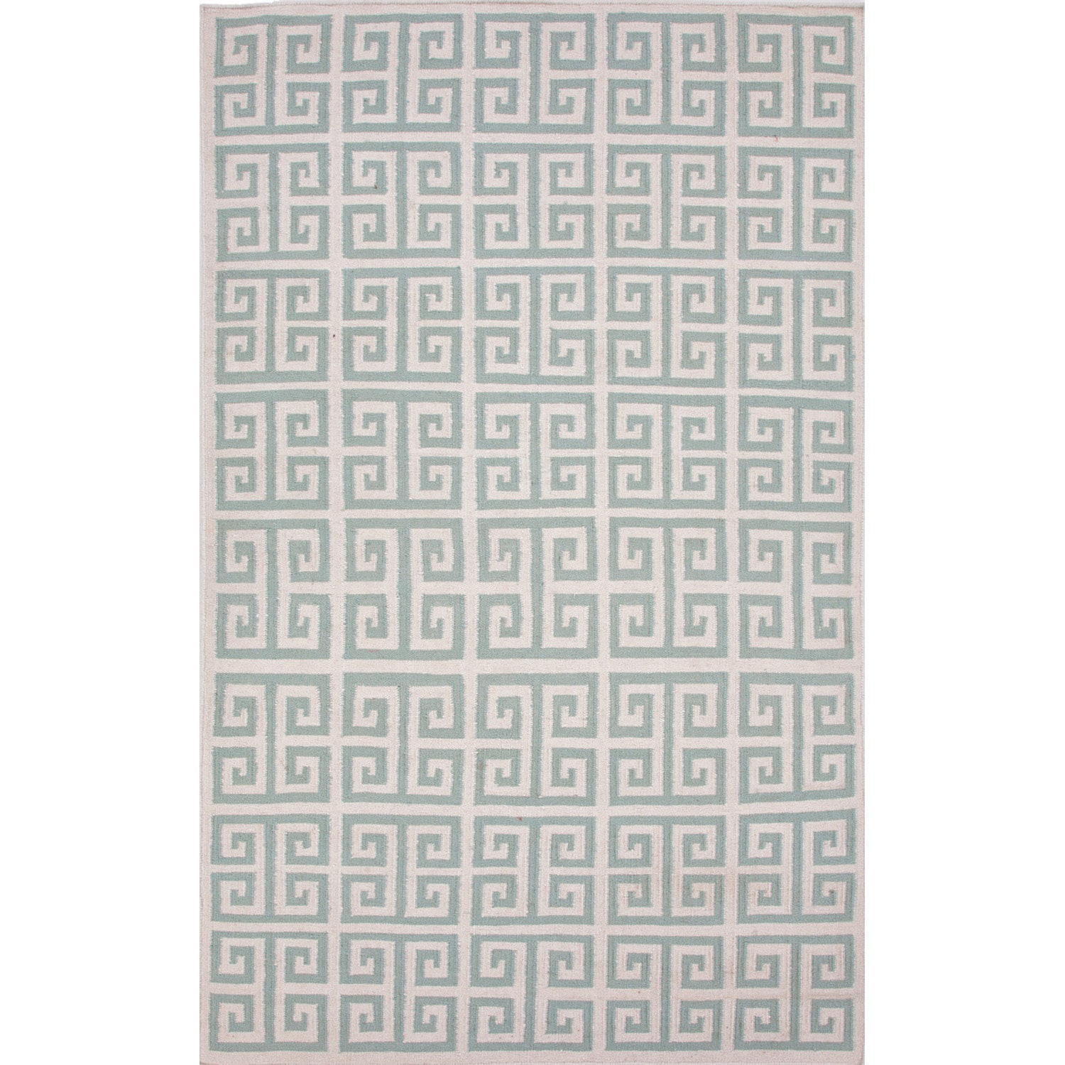 Handmade Flat weave Geometric Labyrinth pattern Blue Rug (2 X 3)