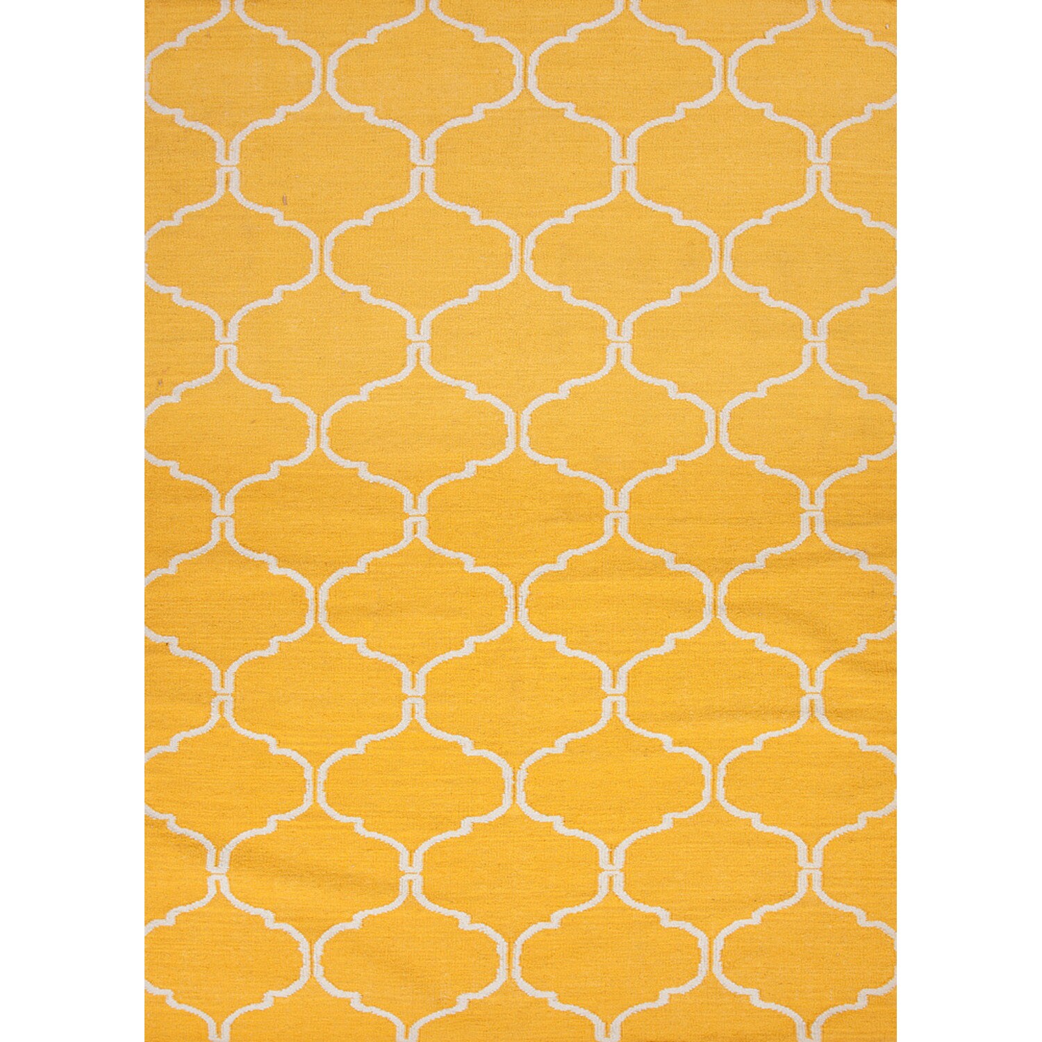 Handmade Flat weave Geometric pattern Yellow Area Rug (5 X 8)