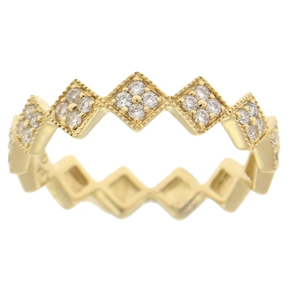 Beverly Hills Charm 14K Gold 1/4ct TDW Stackable Geometric Diamond Band Ring
