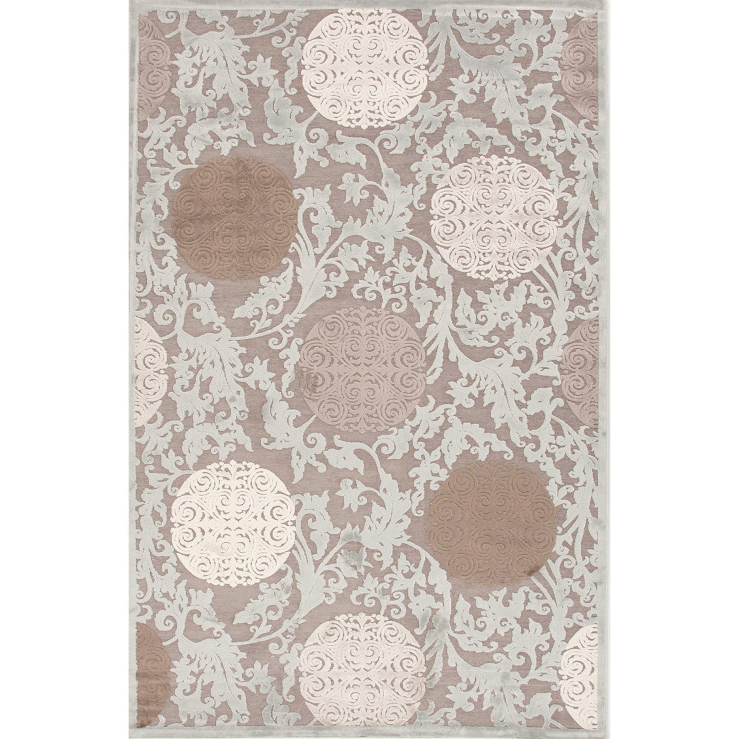 Transitional Floral Pattern Blue Rug (76 X 96)