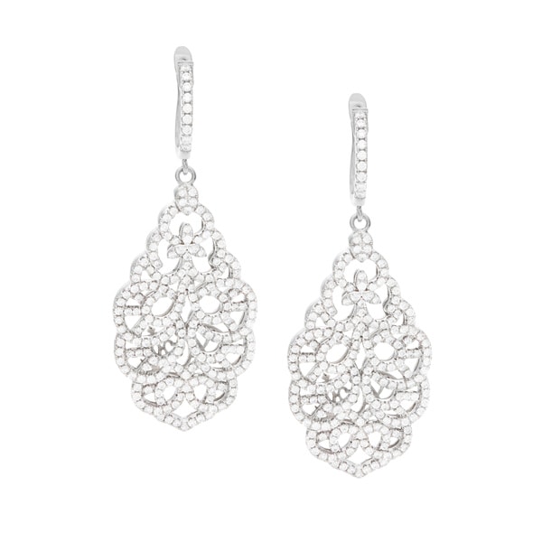 Shop Sterling Silver Cubic Zirconia Ornate Dangle Earrings - Free Shipping Today - Overstock