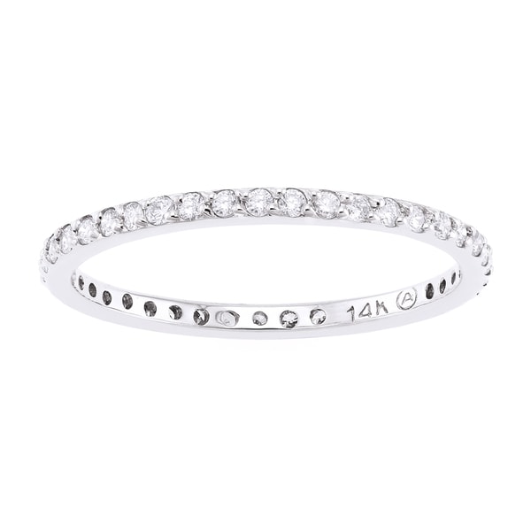 Beverly Hills Charm 14k White Gold 1/3ct TDW Stackable Diamond Eternity Wedding Band