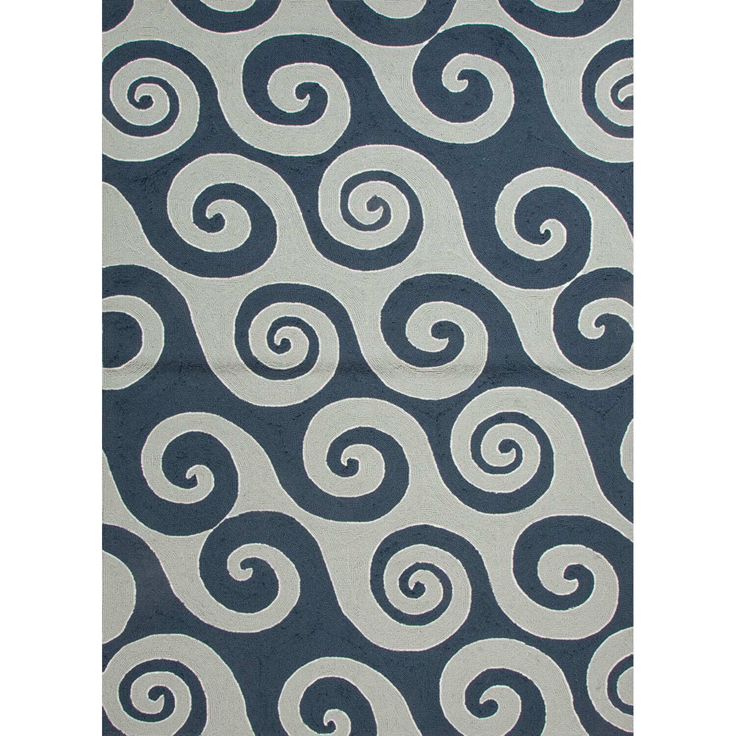 Hand hooked Indoor/ Outdoor Abstract pattern Blue Easy care Rug (76 X 96)