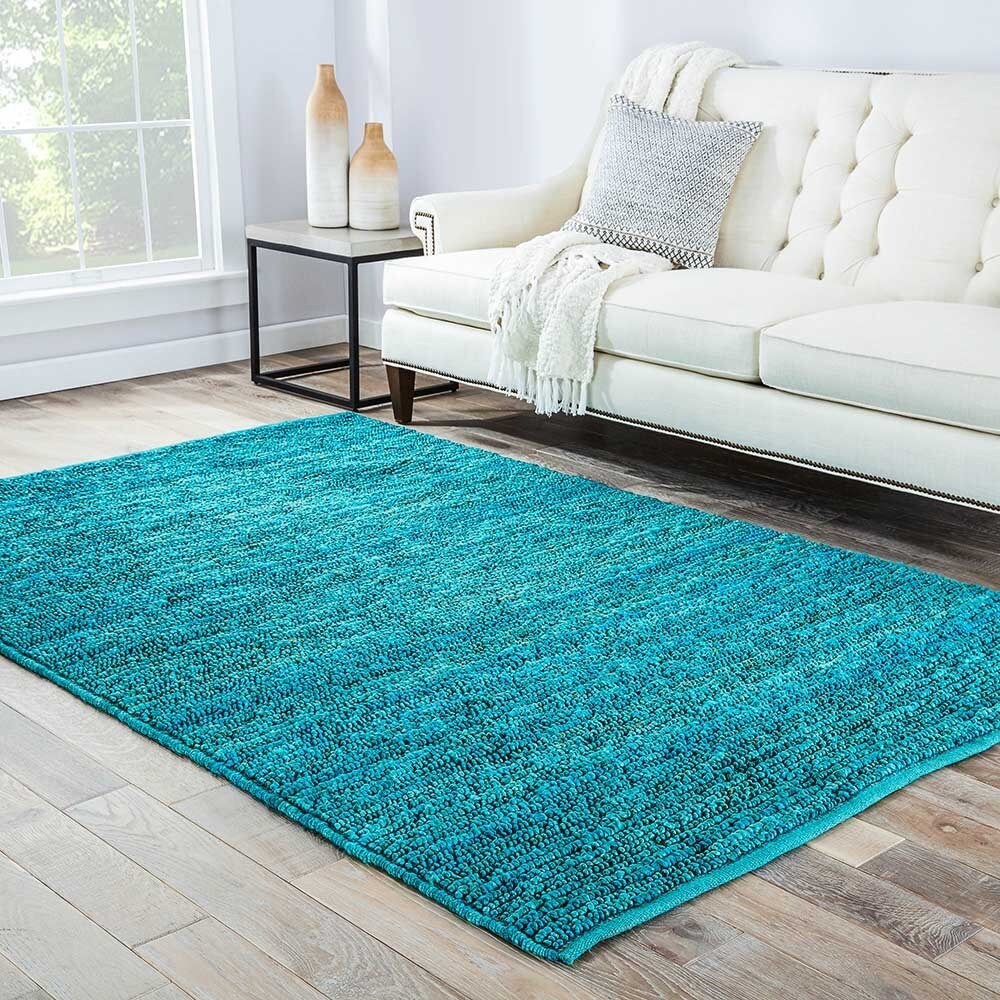 Hand woven Naturals Solid Pattern Blue Rug (2 X 3)