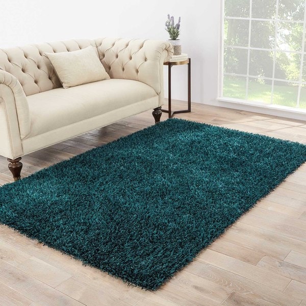 Vance Handmade Solid Dark Teal Area Rug - 5' x 7'6