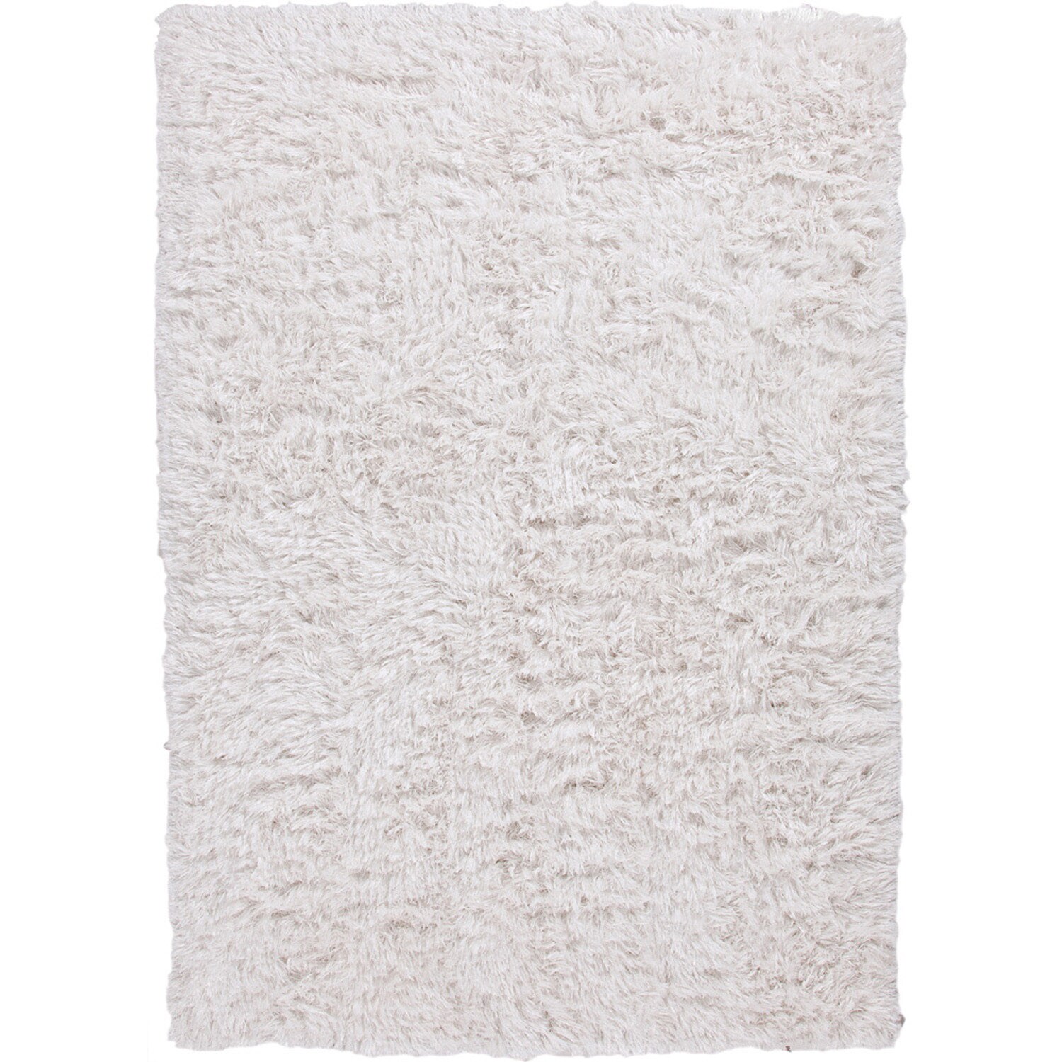 Ivory Handwoven Shags Solid pattern Area Rug (8 X 10)