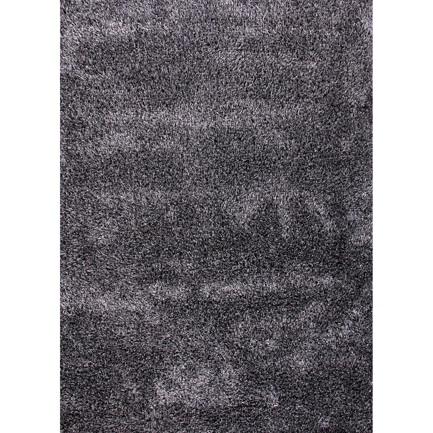 Handwoven Shags Solid pattern Gray/ Black Area Rug (8 X 10)