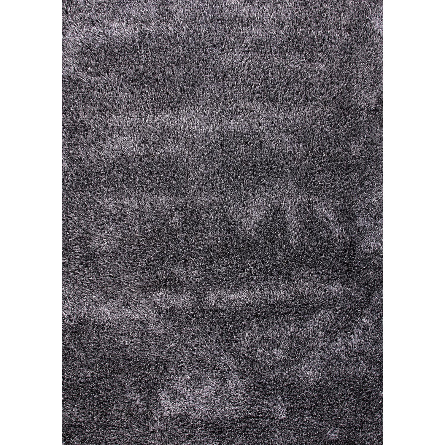 Hand woven Shags Solid Pattern Gray/ Black Rug (5 X 8)