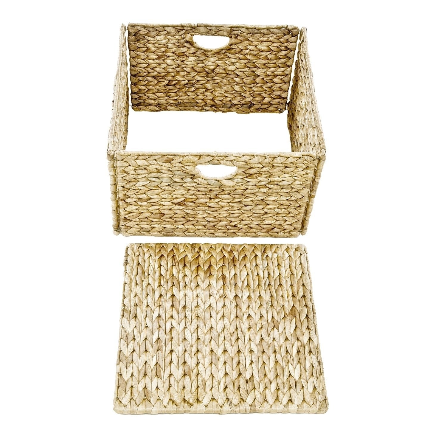 2 Pack Water Hyacinth Storage Baskets with Handles, Wicker Storage