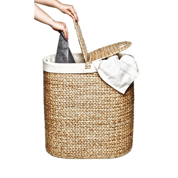 Shop Seville Classics Water Hyacinth Lidded Oval Double Hamper Free