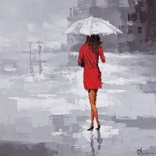 Ren Wil Olivia Salazar 'Red Rain' Hand-painted Canvas Art - Bed Bath