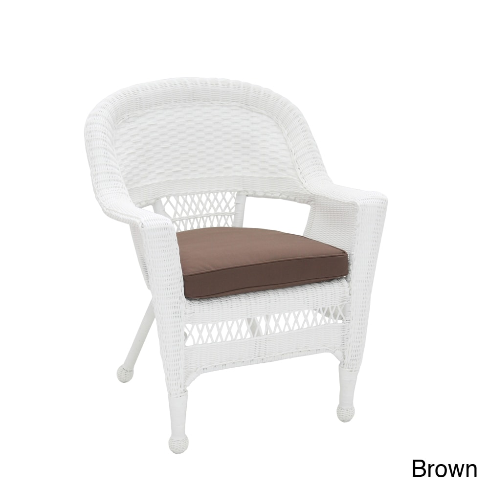 white wicker chair with cushion