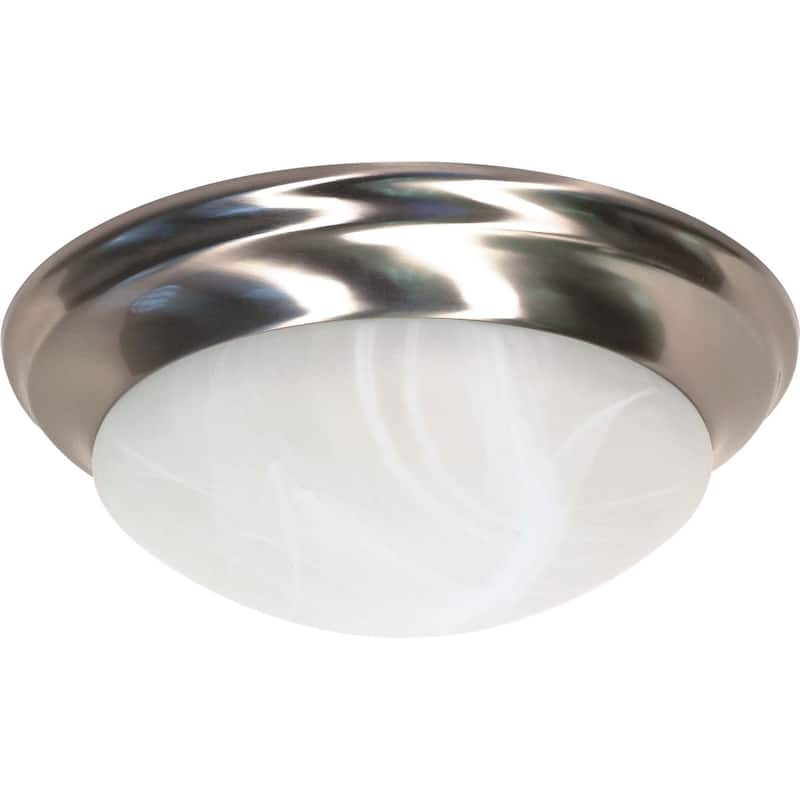 Nuvo 2-light Alabaster Glass 14-inch Flush Mount - White/Silver
