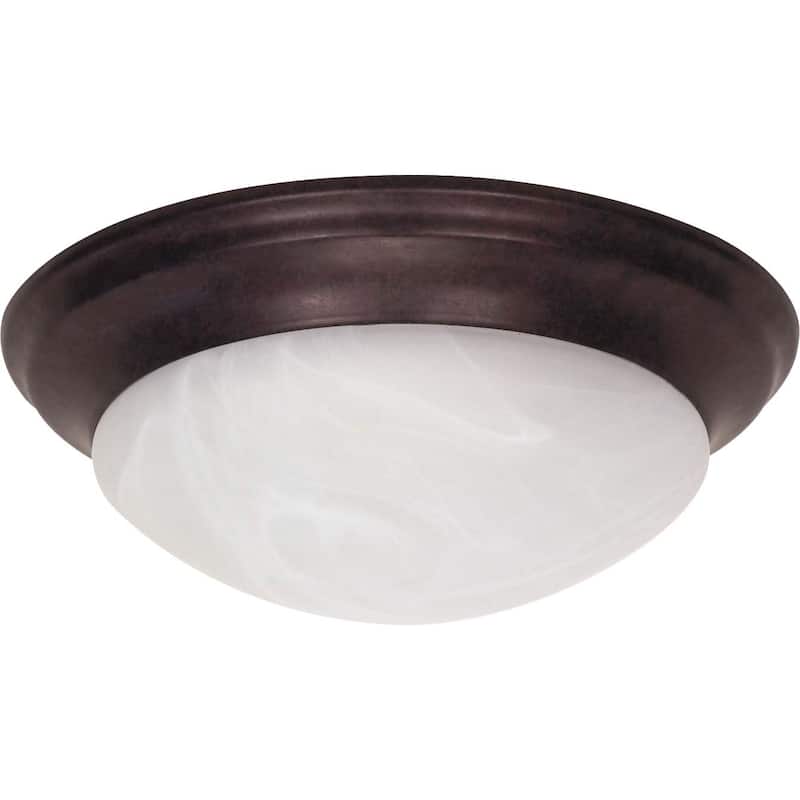 Nuvo 2-light Alabaster Glass 14-inch Flush Mount - White/Brown