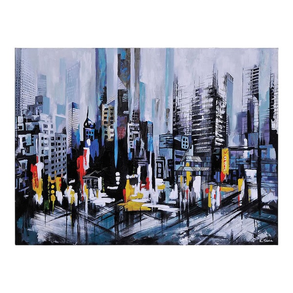 Ksenia Sizaya 'Metro Heights' Hand painted Canvas Art Canvas