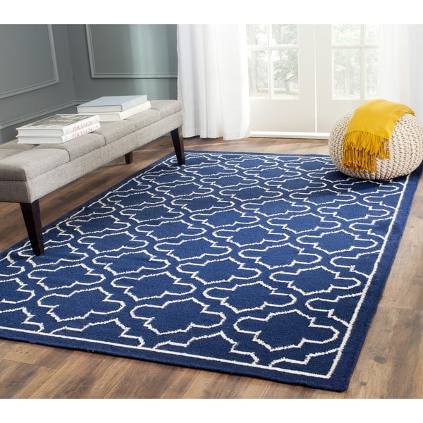 Safavieh Handwoven Moroccan Reversible Dhurrie Navy Wool Rug (7