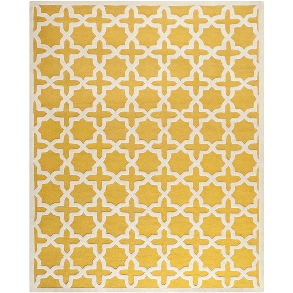 Safavieh Handmade Moroccan Cambridge Gold/ Ivory Wool Rug (8' x 10')