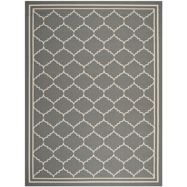 Safavieh Contemporary Indoor/Outdoor Courtyard Anthracite/Beige Rug (9