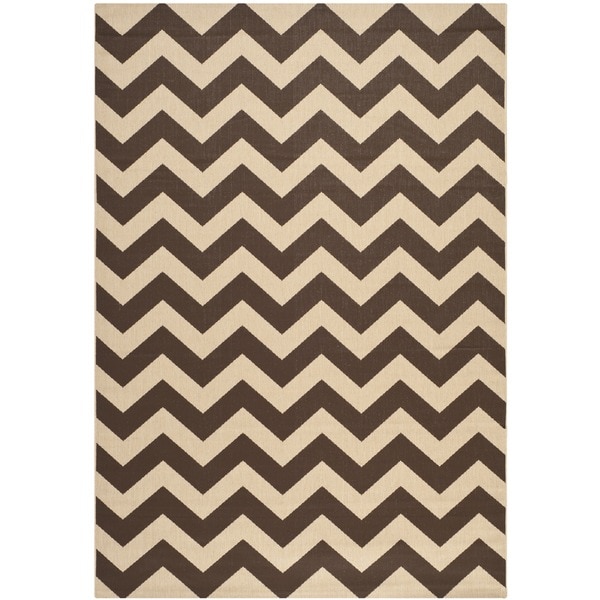 Safavieh Chevron Patterned Indoor/Outdoor Courtyard Navy/Beige Rug (8