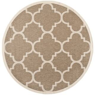 Outdoor Round Oval Square Area Rugs For Less Safavieh Courtyard Quatrefoil Brown Indoor Outdoor Rug 7 10 Round