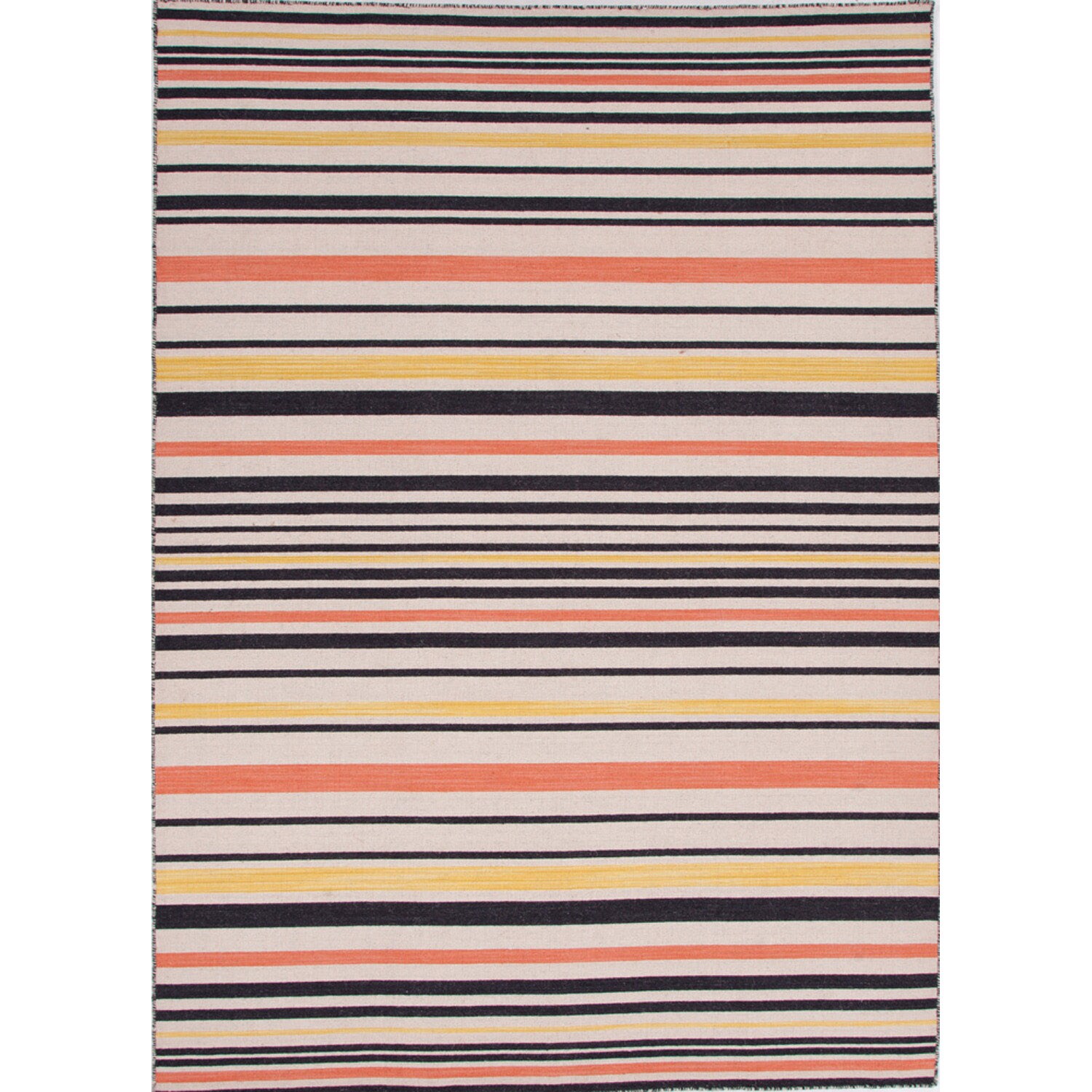 Handmade Flat weave Stripe Pattern Multicolor Dhurrie Rug (5 X 8)