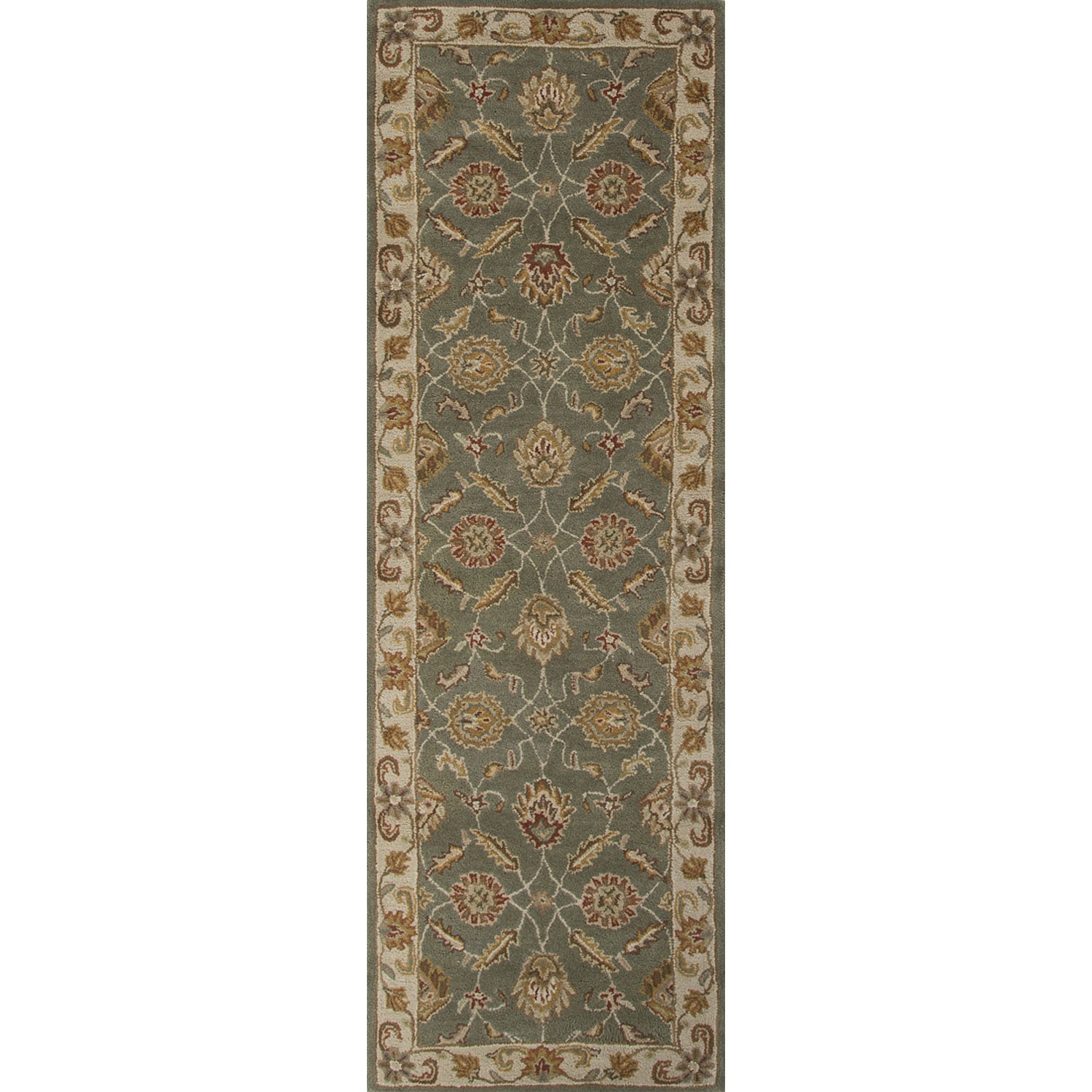 Hand tufted Traditional Oriental Pattern Green Rug (4 X 16)