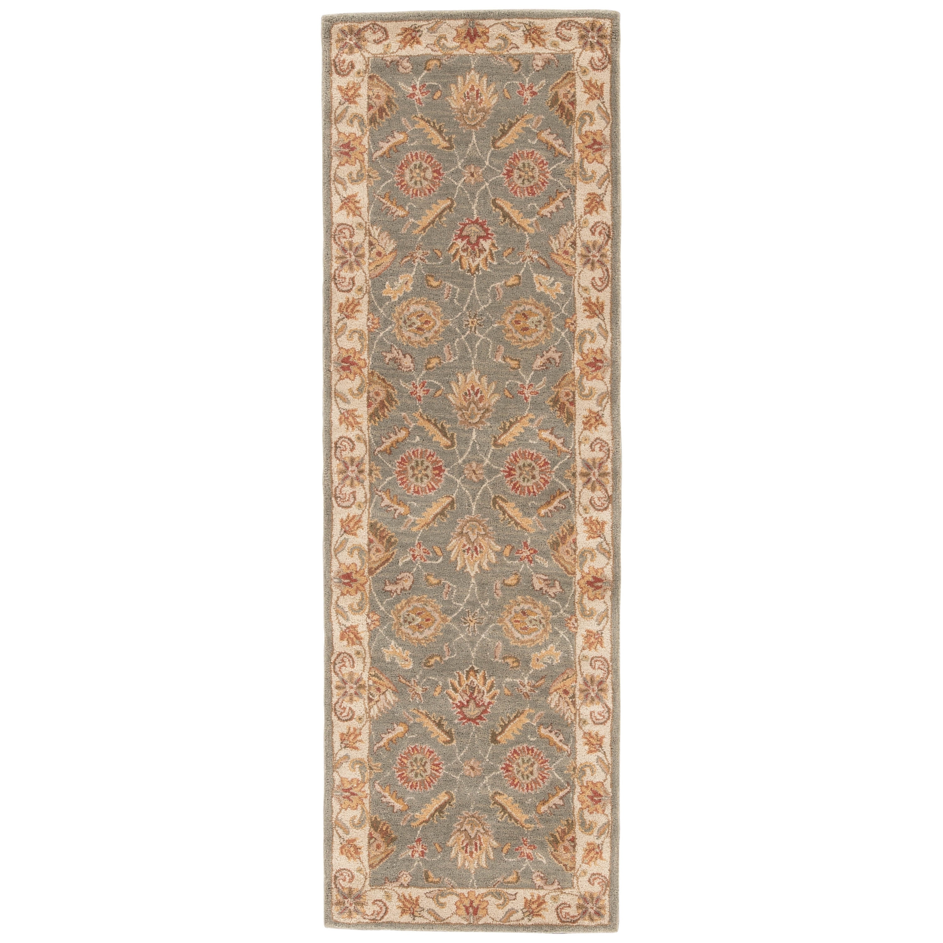 Hand tufted Traditional Oriental Pattern Green Rug (26 X 8)