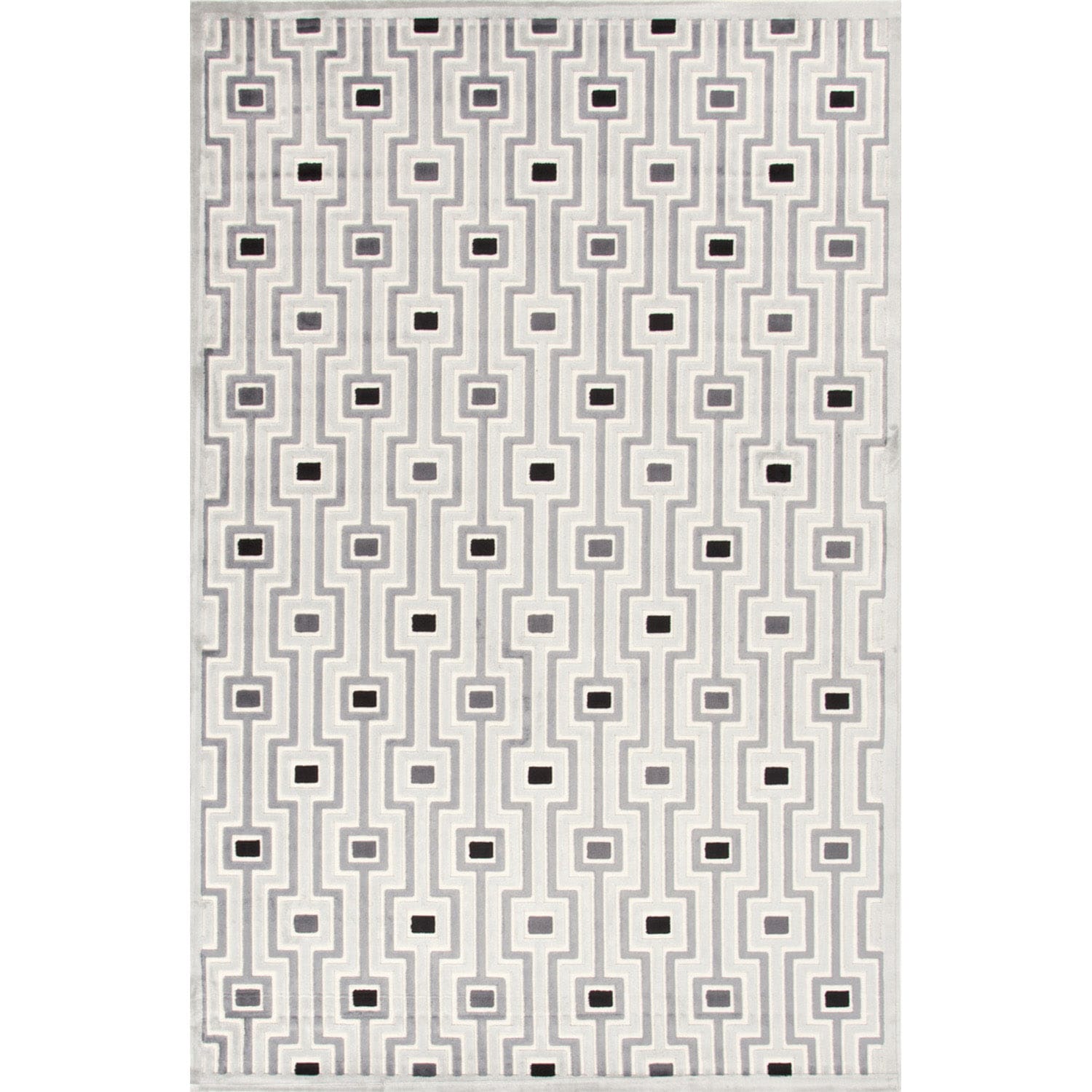 Contemporary Geometric Gray/ Black Rug (76 X 96)