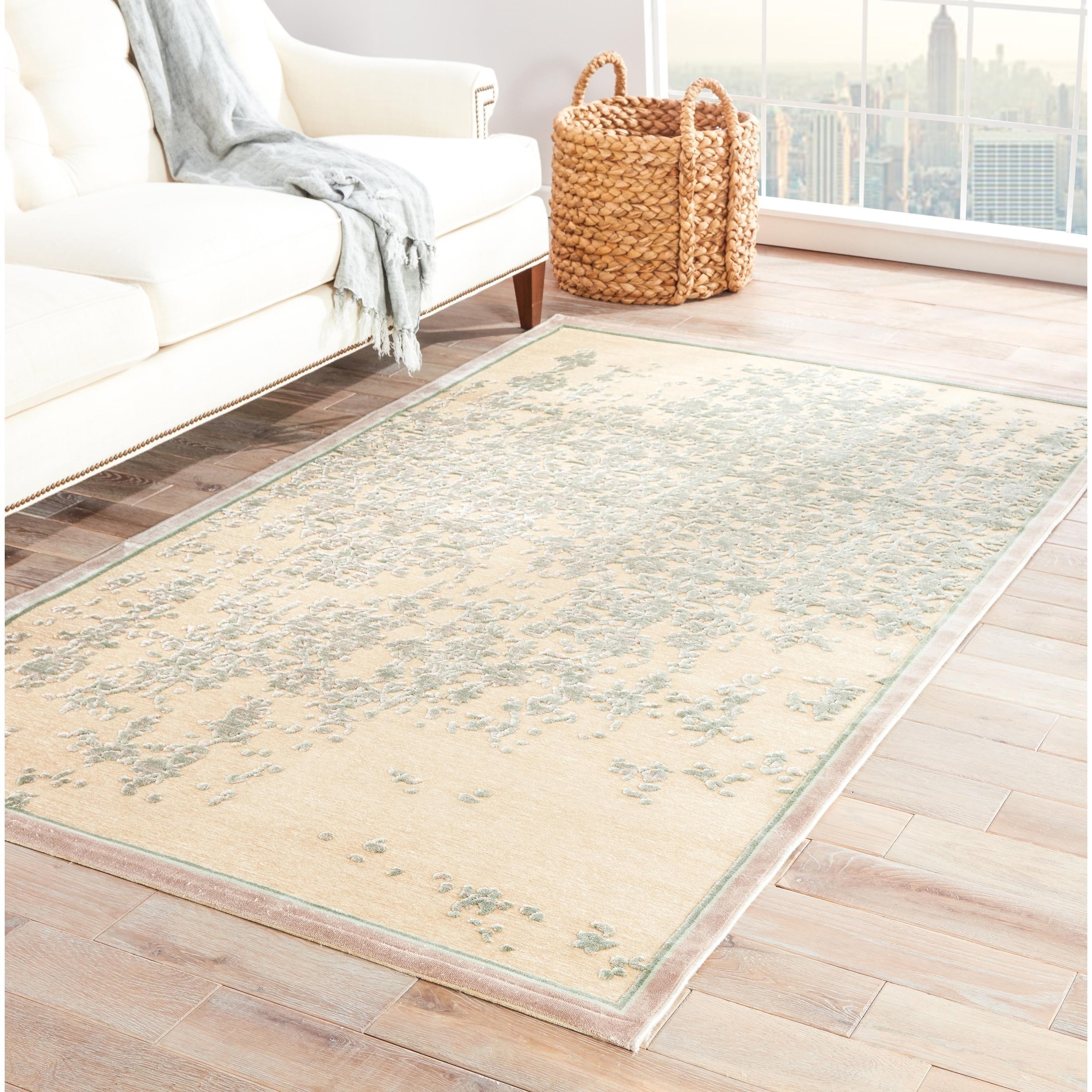 Contemporary Abstract Pattern Ivory Rug (76 X 96)