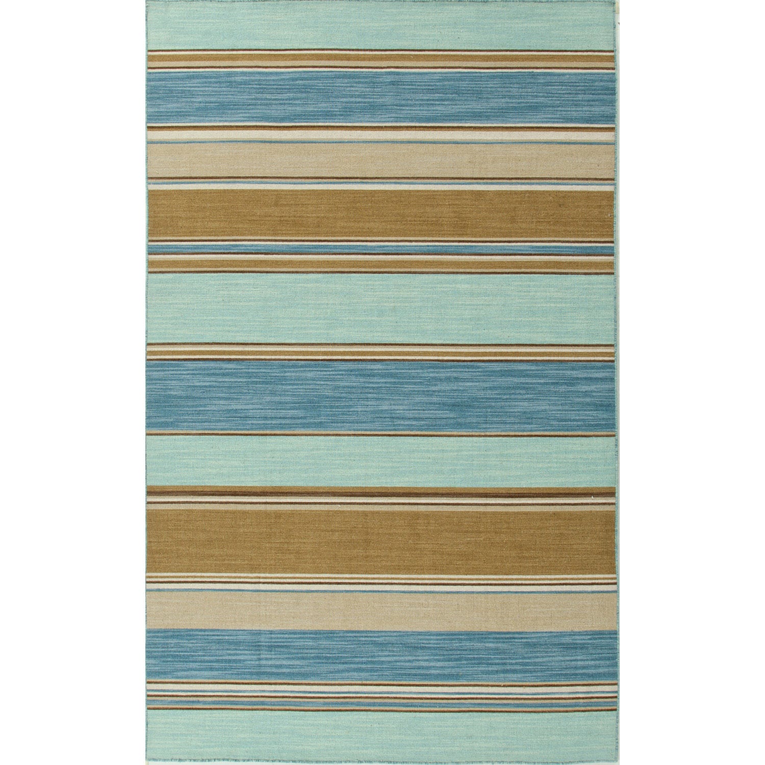 Handmade Flat Weave Stripe Pattern Blue Contemporary Rug (5 X 8)