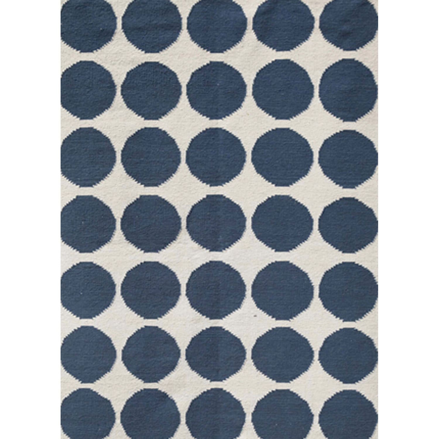 Handmade Rectangular Flat weave Geometric pattern Blue Rug (36 X 56)