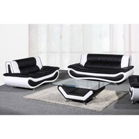 Christina Red Black 2 Tone Bonded Leather Modern Sofa Set Christina Two Tone Bonded Leather Sofa Set