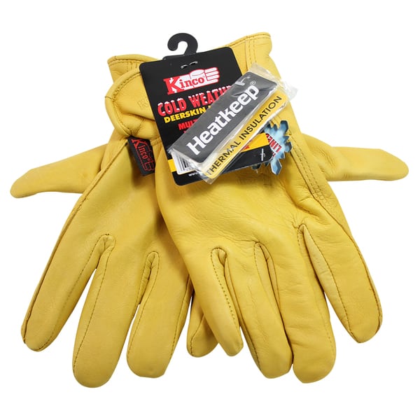 Kinco Men's Full-Grain Deerskin Leather Gloves, Large