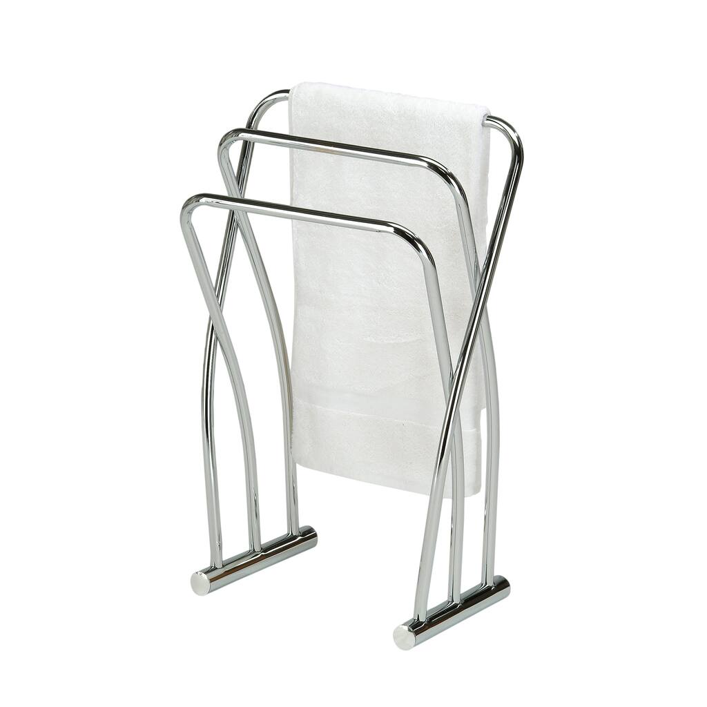 Chrome Finish Towel Bathroom Quilt Rack Stand - Silver