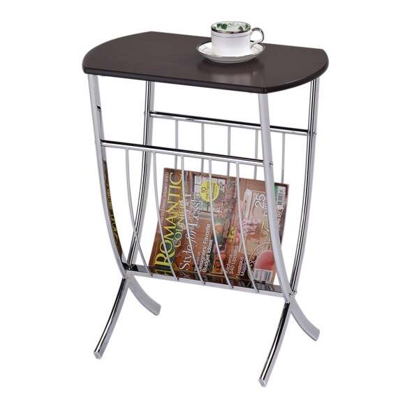 Walnut Chrome Sofa Chairside End Table Magazine Rack Free Walnut Chrome Sofa Chairside End Table Magazine Rack