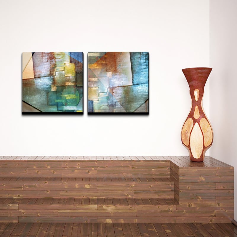Ready2HangArt 'Blue Abstract Study' 2-piece Gallery-wrapped Canvas Wall Art Set - (2) 16" W x 16" H