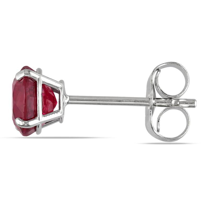 Miadora 14k White Gold 1ct TGW Ruby Stud Earrings