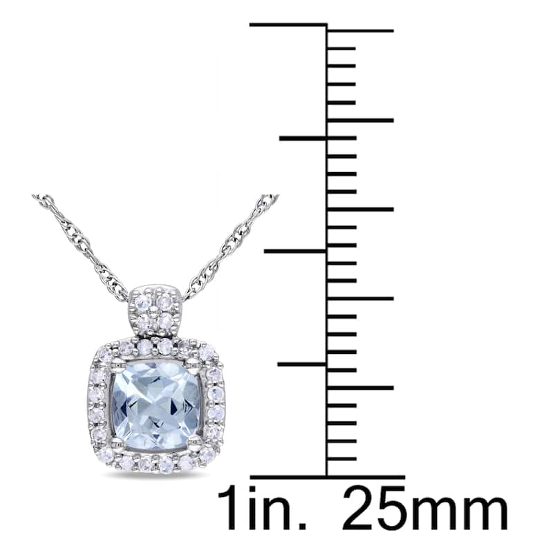 Miadora 10k White Gold Aquamarine and 1/10ct TDW Diamond Necklace (G-H)