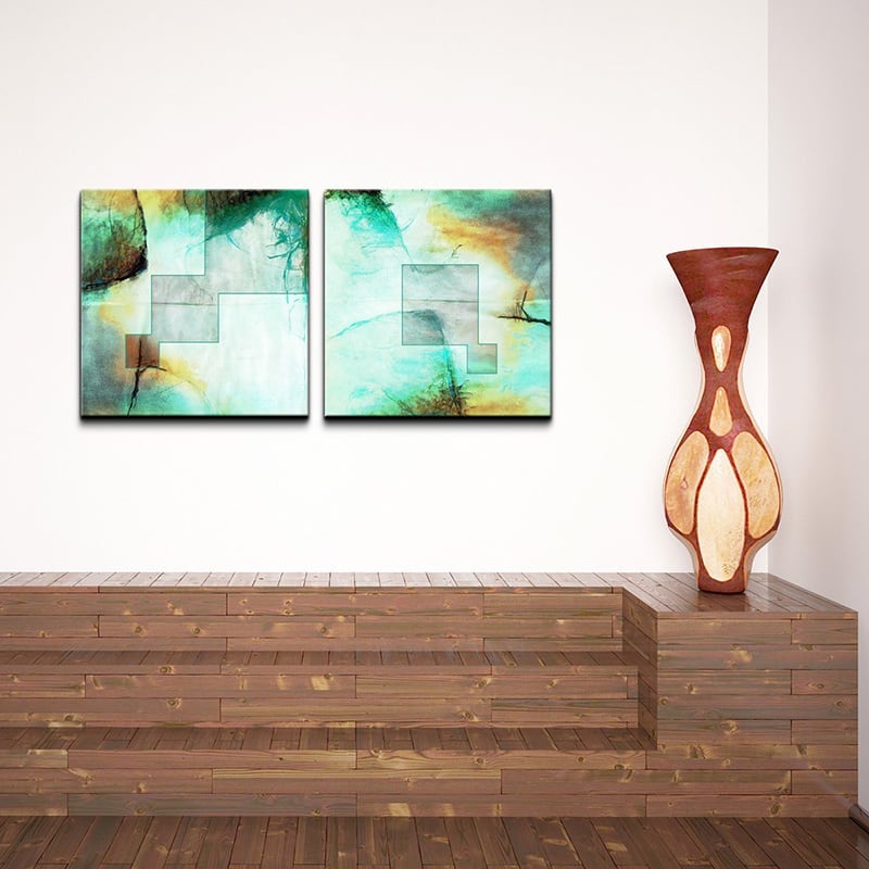 Ready2HangArt 'Blue Abstract Study' 2-piece Gallery-wrapped Canvas Wall Art - (2) 16" W x 16" H