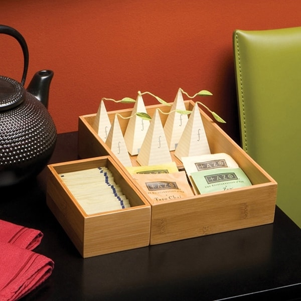 Seville Classics 5 Piece Bamboo Storage Box Drawer Organizer Set