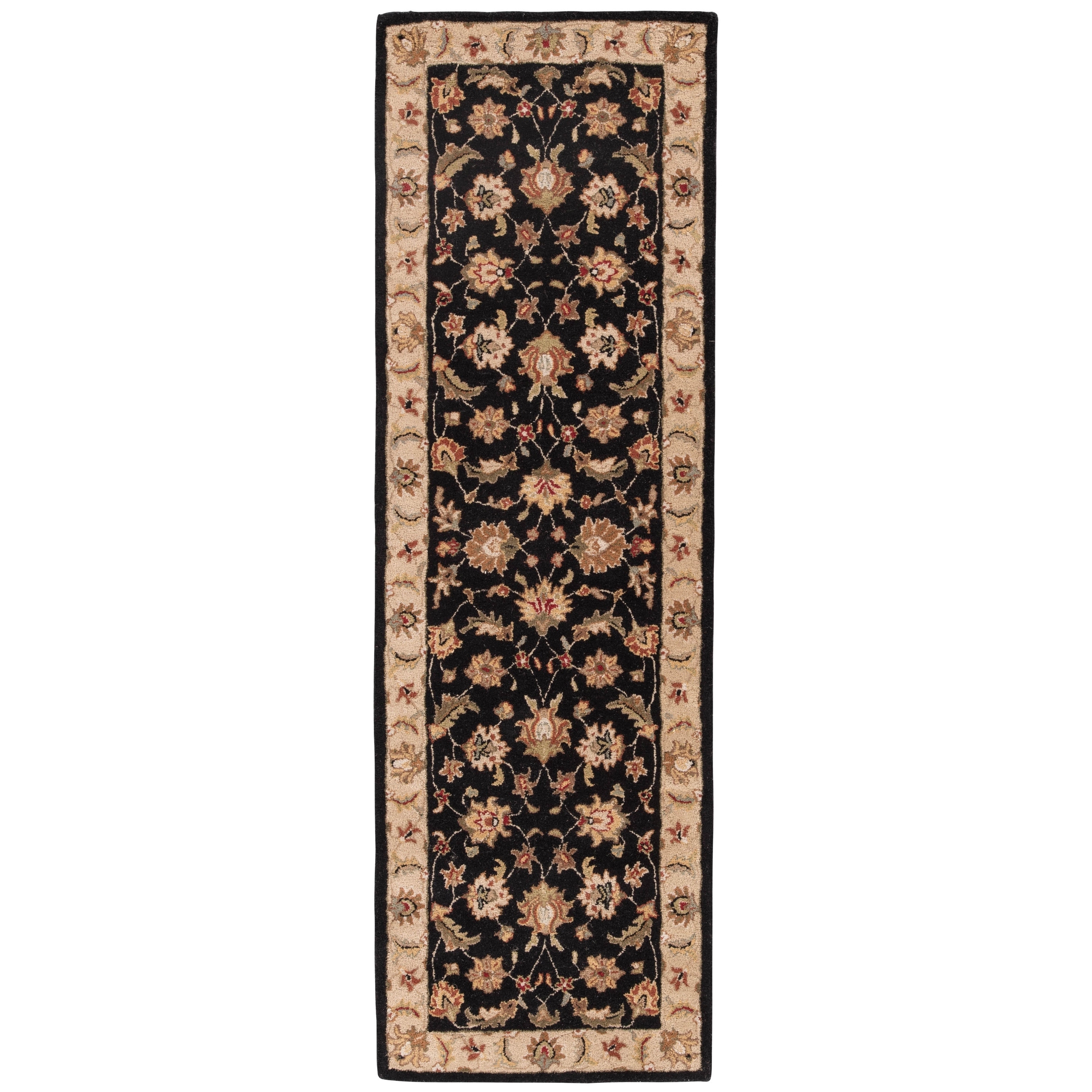 Hand tufted Traditional Oriental Gray/ Black Rug (26 X 8)