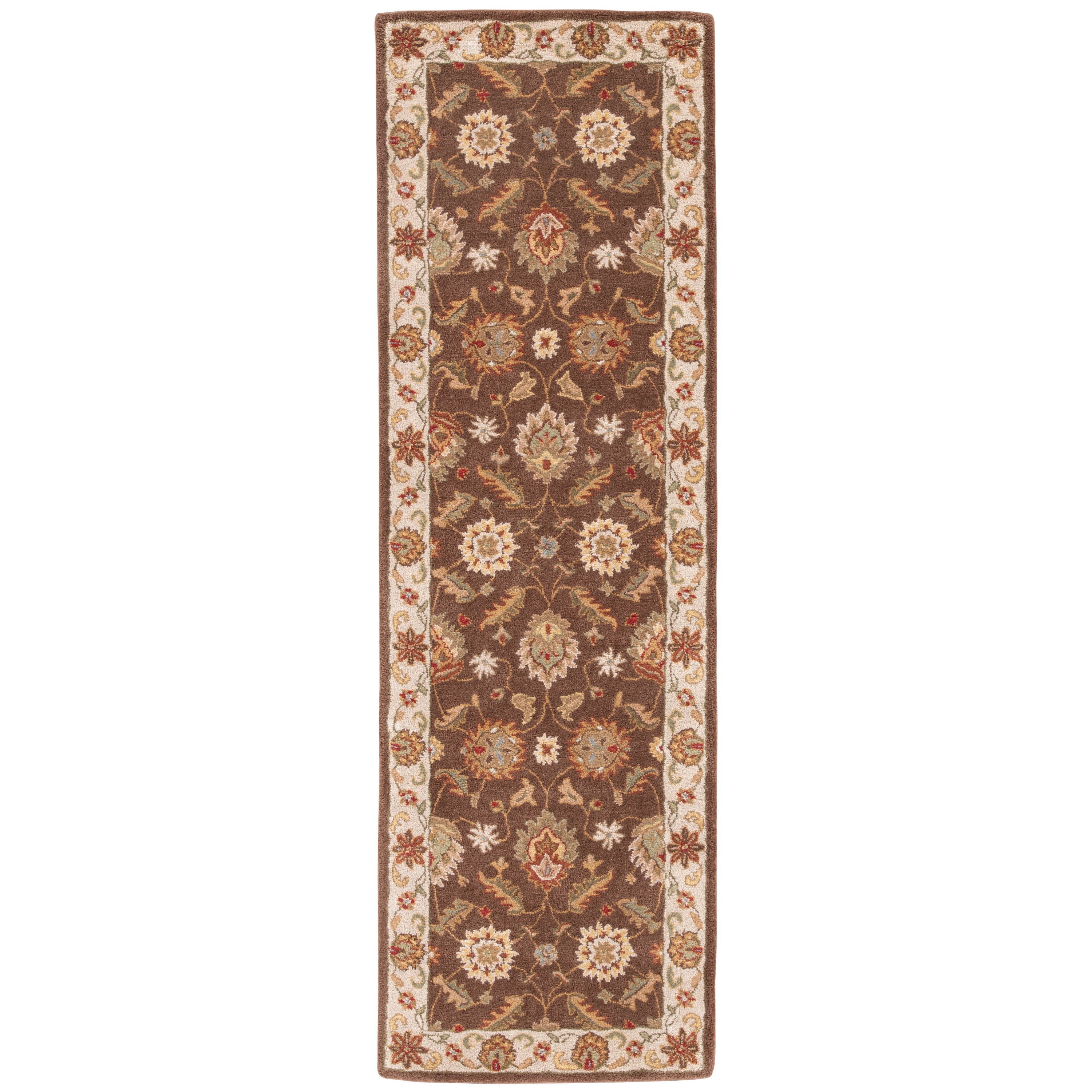 Hand tufted Traditional Oriental Pattern Brown Rug (26 X 10)