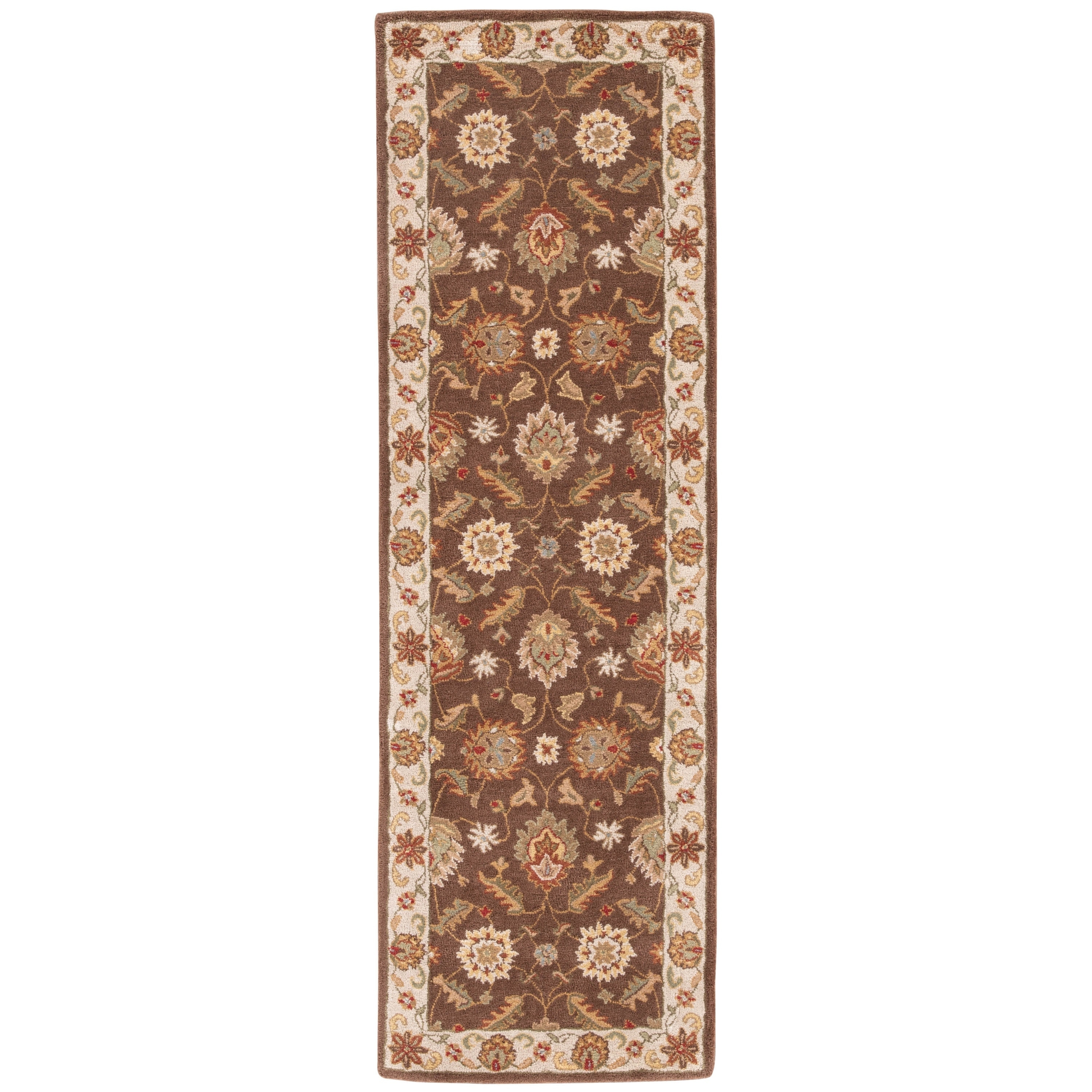 Hand tufted Traditional Oriental Pattern Brown Rug (4 X 16)