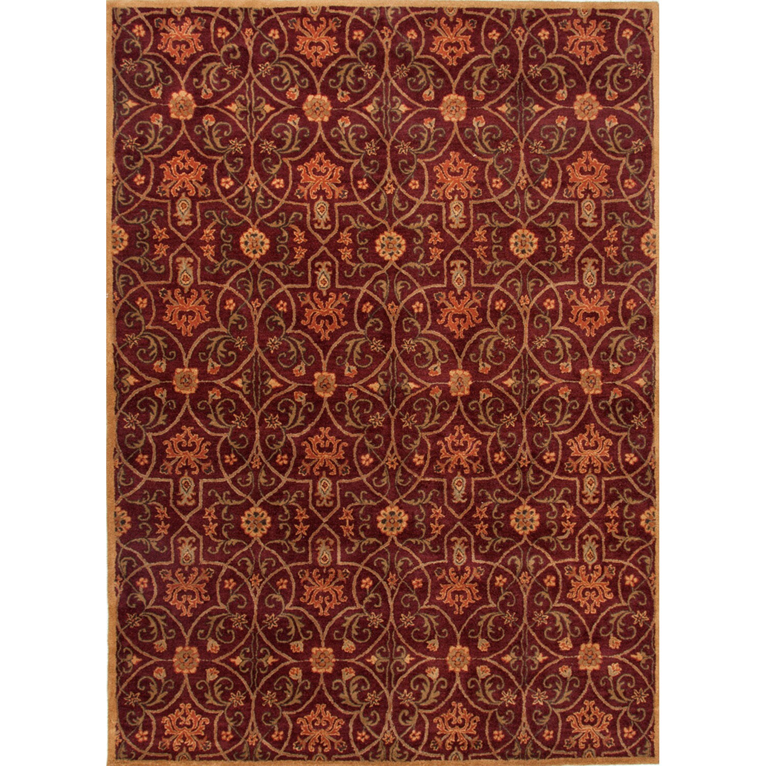 Hand tufted Traditional Oriental Pattern Red/ Orange Area Rug (5 X 8)