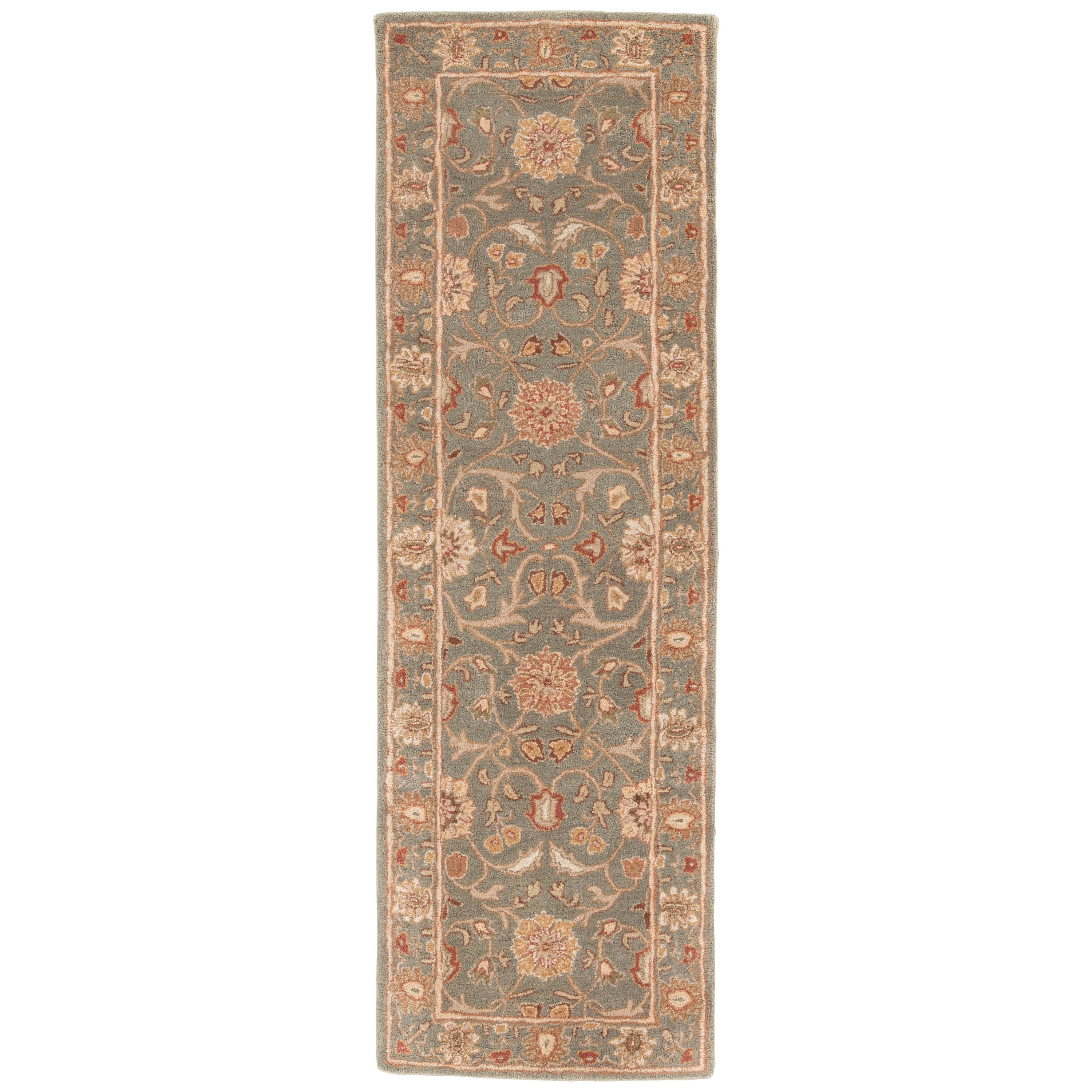 Hand tufted Traditional Oriental Pattern Green Rug (26 X 8)