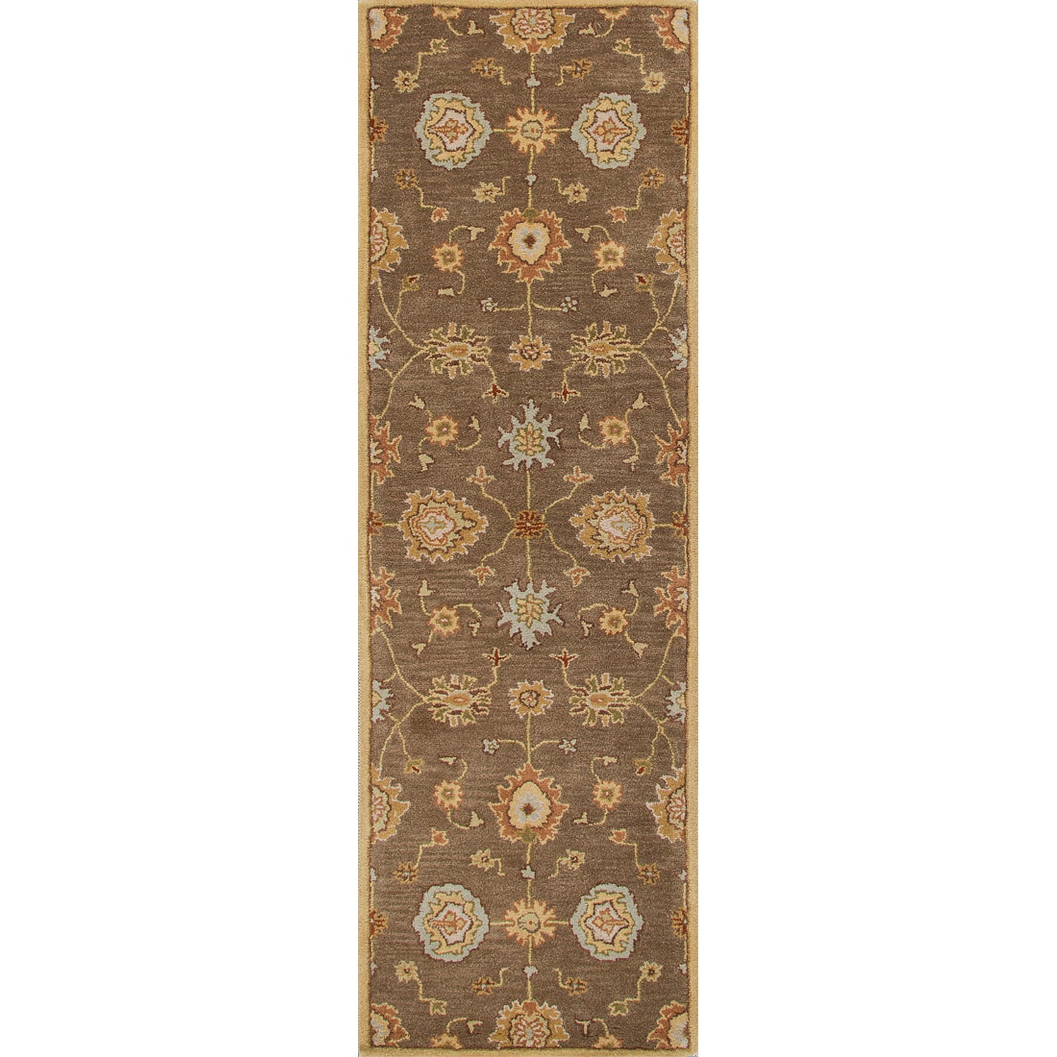 Hand tufted Transitional Oriental Pattern Brown Rug (26 X 8)