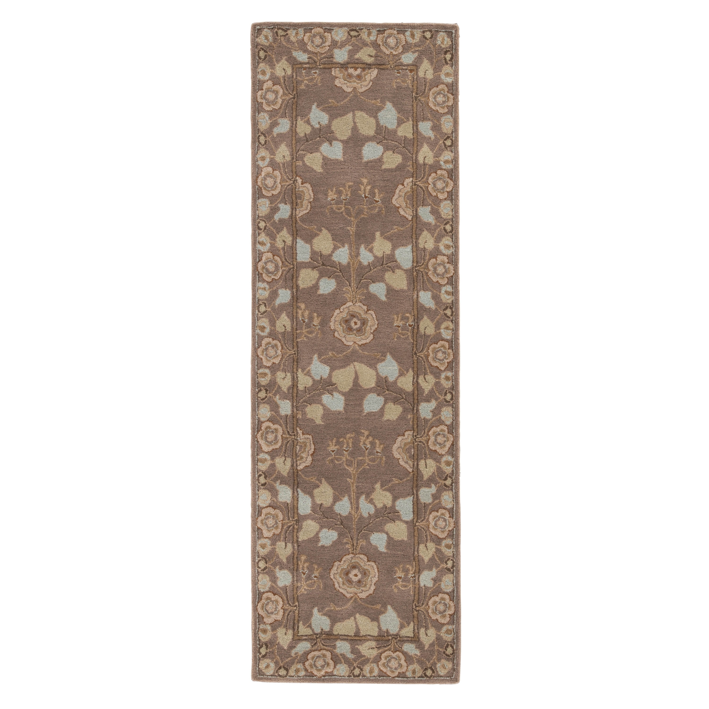 Hand tufted Transitional Oriental Brown/ Blue Rug (26 X 8)