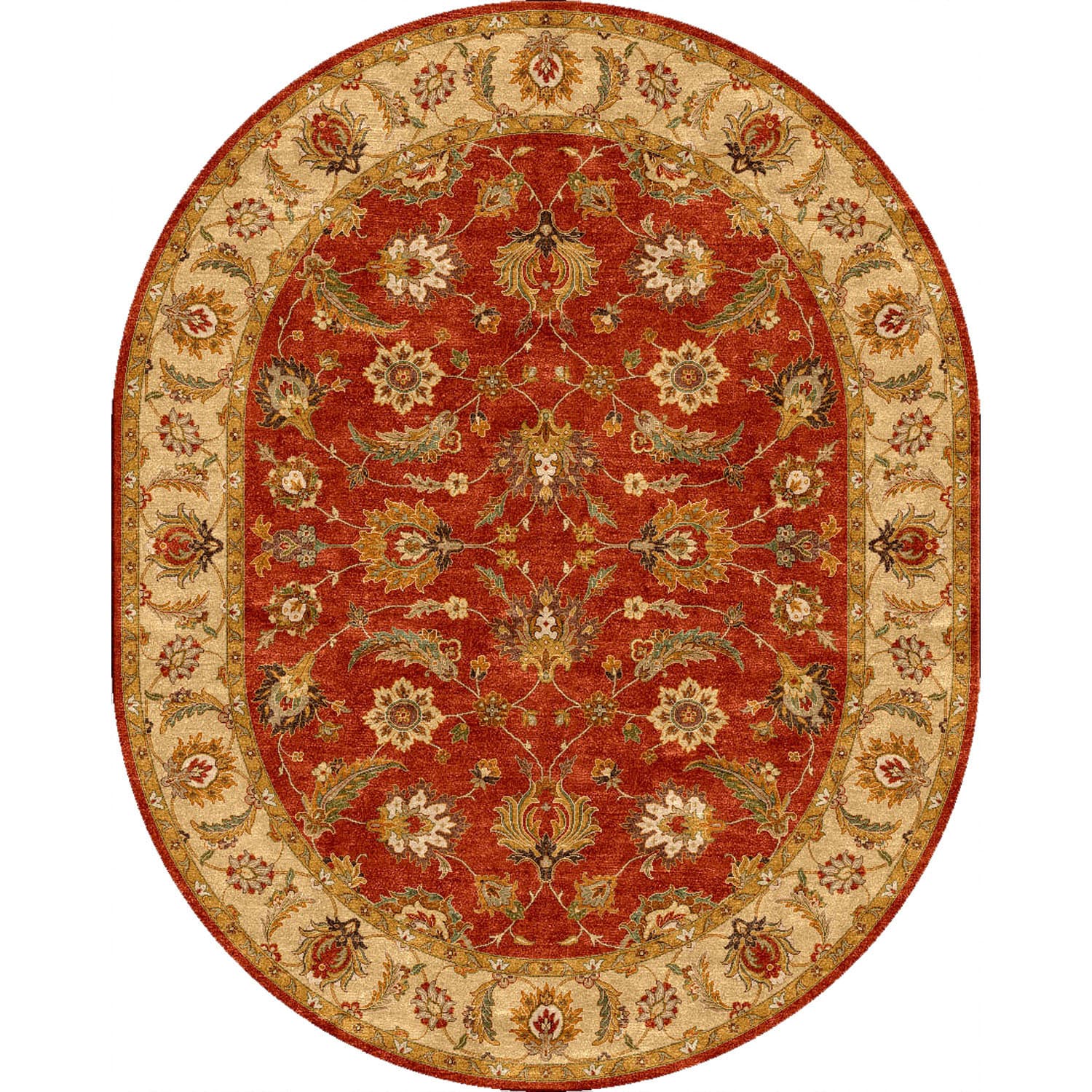 Hand tufted Traditional Oriental Red/ Orange Area Rug (8 X 10 Oval)