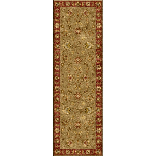 Hand tufted Traditional Oriental Pattern Green Rug (26 x 6